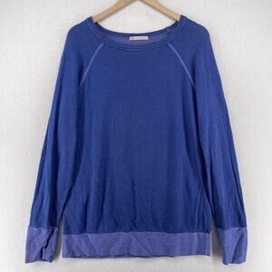 PURE KARMA Sweatshirt Womens S Terry Thumb Hole Pullover Two Tone Blue